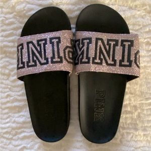 Victorias Secret PINK glitter Slides LIKE NEW